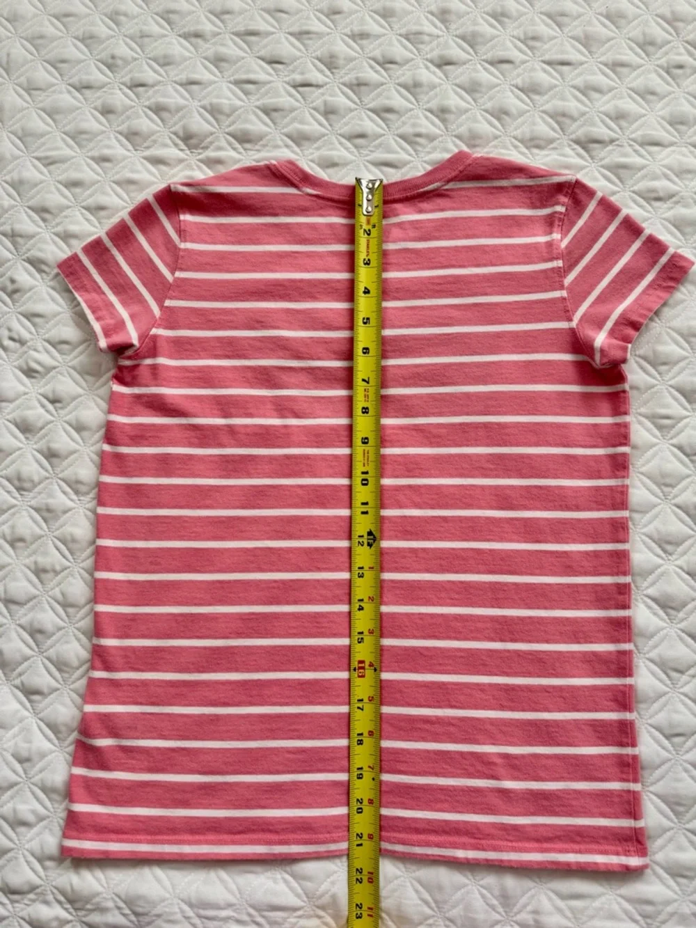 Vineyard Vines Pink White Striped Short Sleeve T-Shirt Navy Velvet Whale Size L